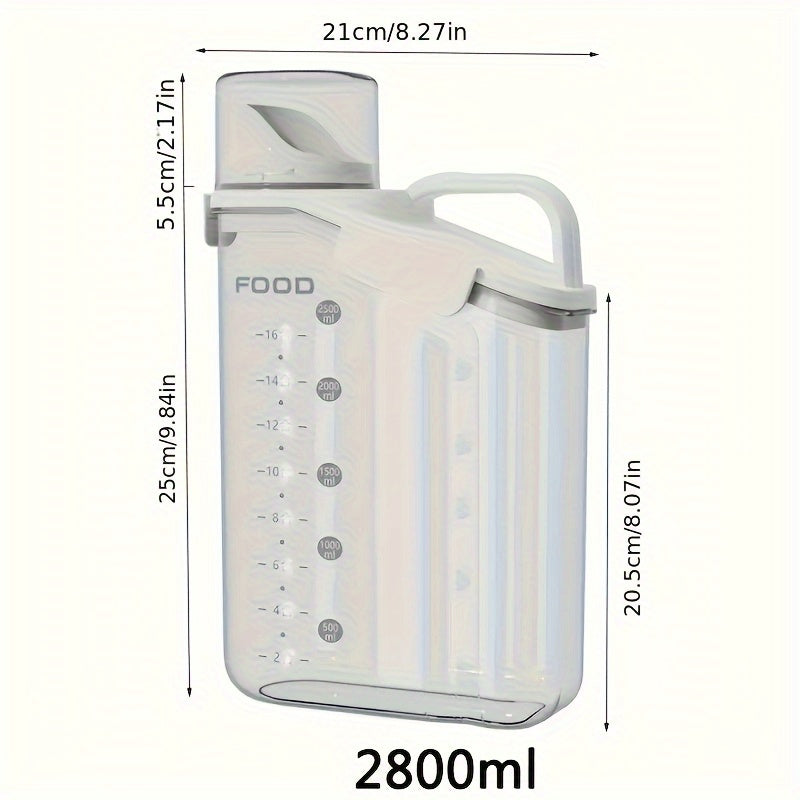 Boîte de stockage alimentaire pour animaux 2-3 kg, hermétique et anti-humidité, avec poignée et mesurette, transparente, pratique pour croquettes.