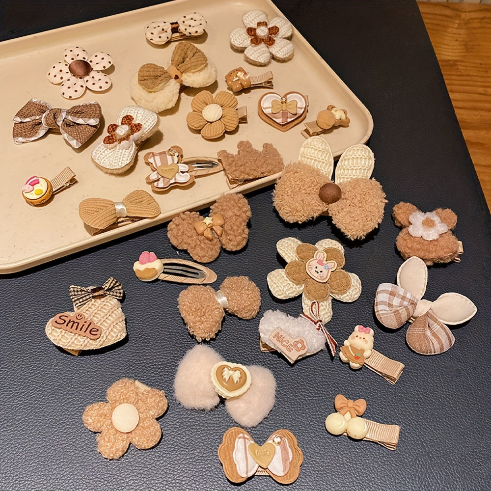 Set de 14 barrettes mignonnes, idéal pour filles, pratique pour voyages et coiffures quotidiennes.