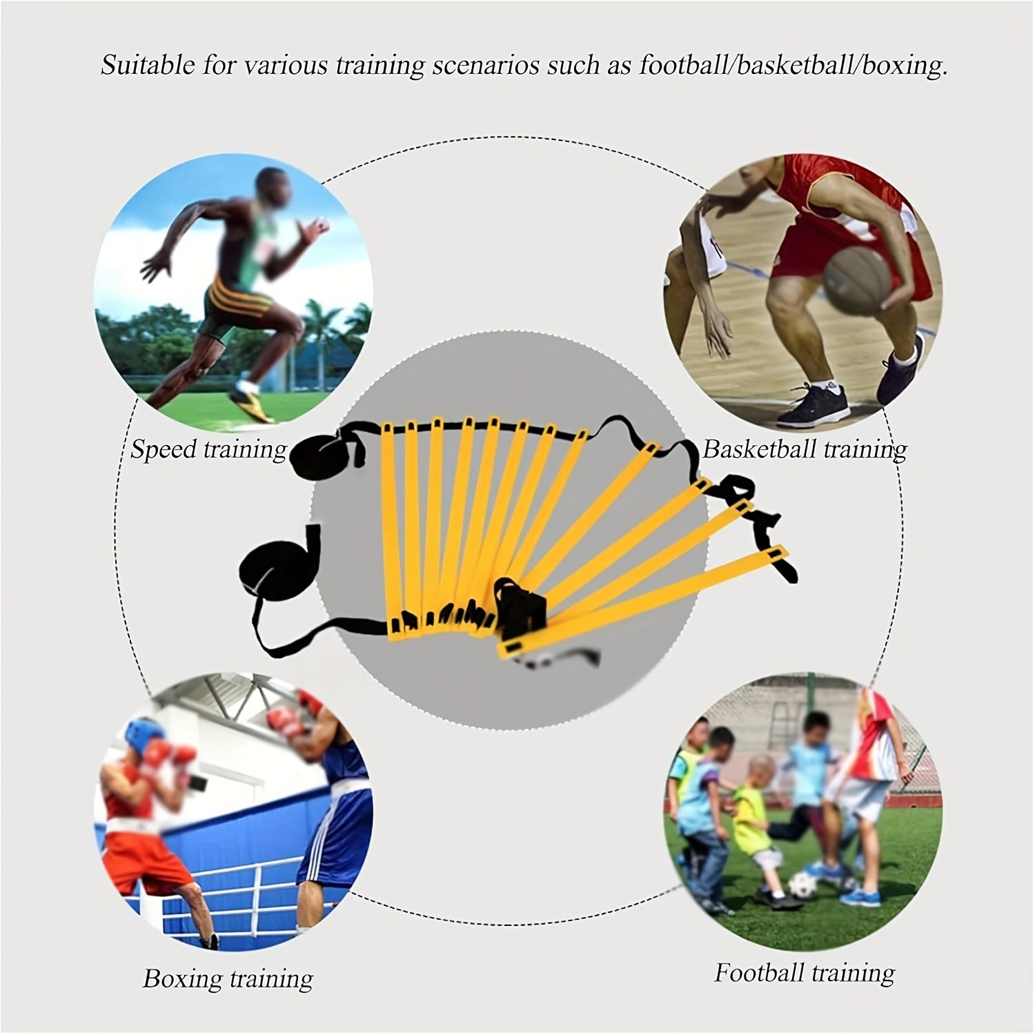 Agility Equipment 20-Step Ladder 10m/12-Step Ladder 6m/6-Step Ladder 3m Speed Ladder Training Ladder for Soccer, Speed, Rugby Fitness Foot Training