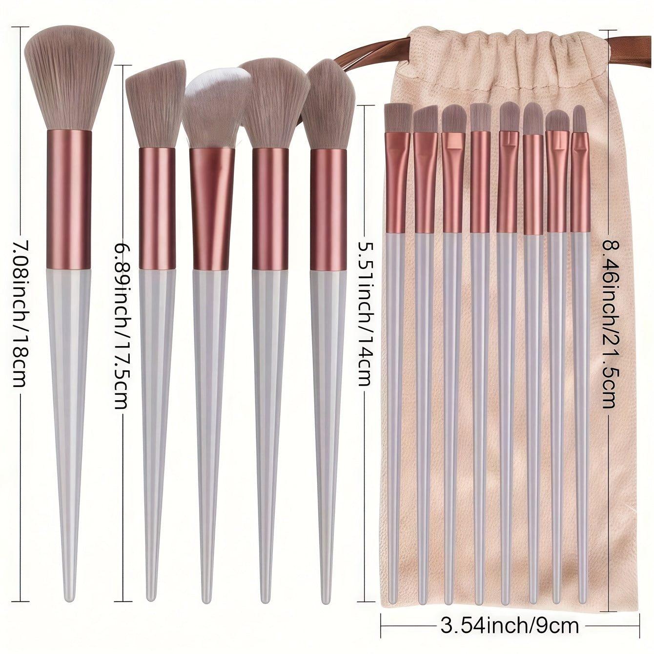 Set de 13 pinceaux de maquillage professionnels à poils doux, pour yeux, fond de teint, blush et applications cosmétiques précises.