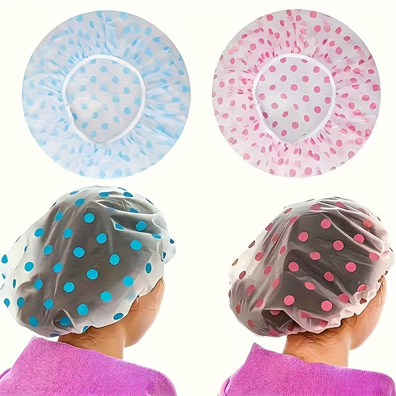 6pcs Adjustable Printed Shower Caps, High Quality, Reusable, with Elastic Band, for Women's Spa Salon, Beauty Treatment, Fashionable Bath Accessory, Trendy Spa Wear, Soft Fabric, Reusable Material, Multipack Caps, Women'S S