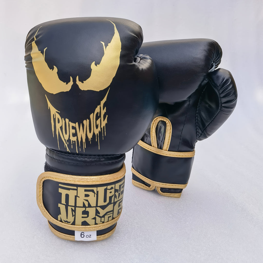 Paire de gants de boxe professionnels en PU ajustables, durables, conçus pour l’entraînement fitness et la pratique de sports de combat à domicile.