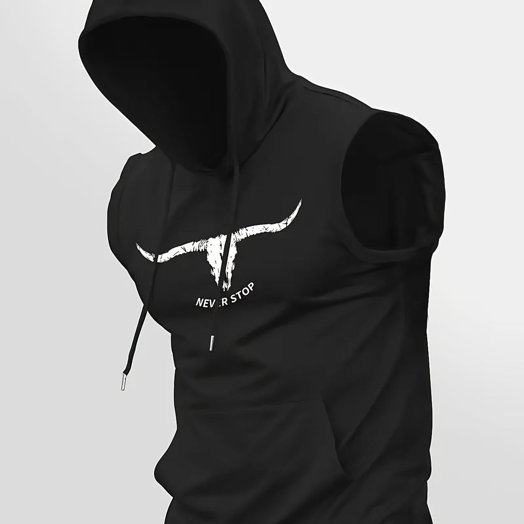 Men's Light Gray Sleeveless Hooded Athletic Tank Top - Breathable, Comfortable, and Stylish for Gym, Running, Training, and Outdoor Activities with "KEY WEST" Print, Gym Apparel | Casual Sporty Look | Comfortable fit