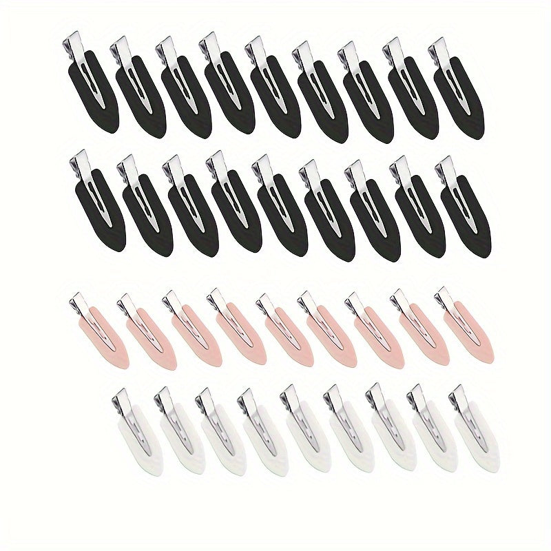 Set de barrettes ovales élégantes en plastique, sans plis ni marques, parfaites pour franges, ondulations et maquillage, coloris unis.