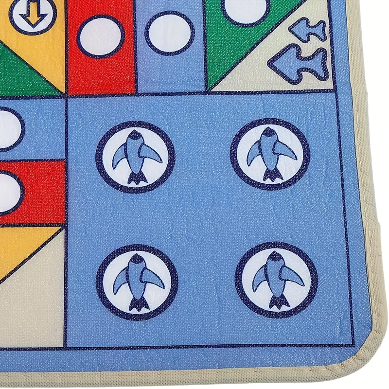 Jeu de ludo de luxe façon tapis, avec 16 pions, dés, pliable et portable, parfait pour famille, fêtes et cadeaux.
