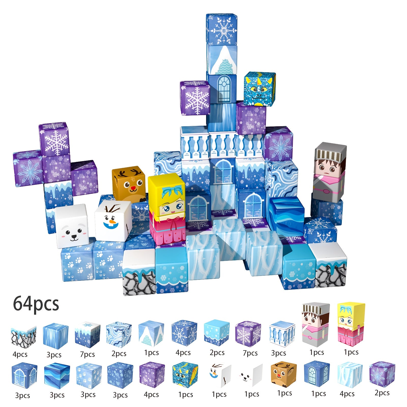 Blocs magnétiques, 48/64/100 pièces, cubes de construction pour enfants 3‑12 ans, stimule créativité et motricité, idéal cadeau ou bas de Noël.