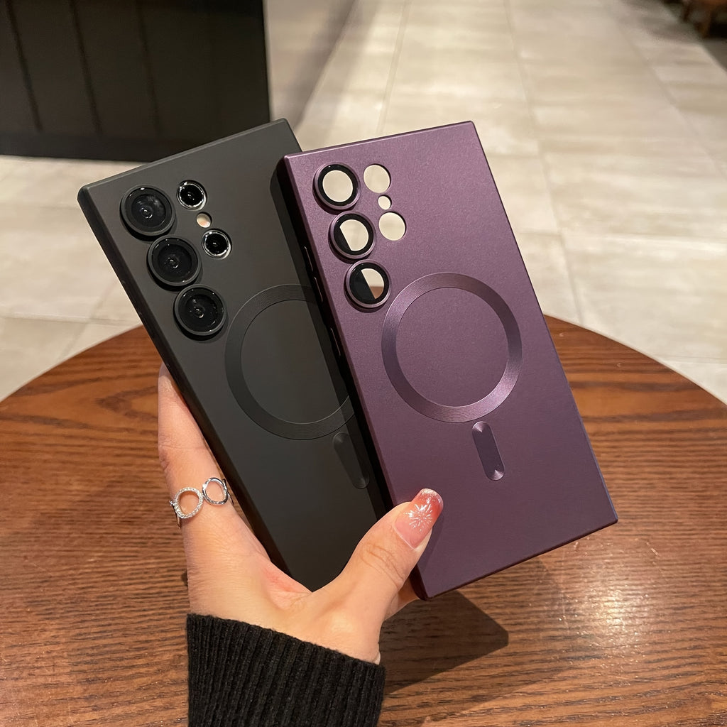 Coque transparente plaquée compatible charge magnétique sans fil, antichoc, pour Samsung Galaxy S20 à S23, offrant protection et style épuré.