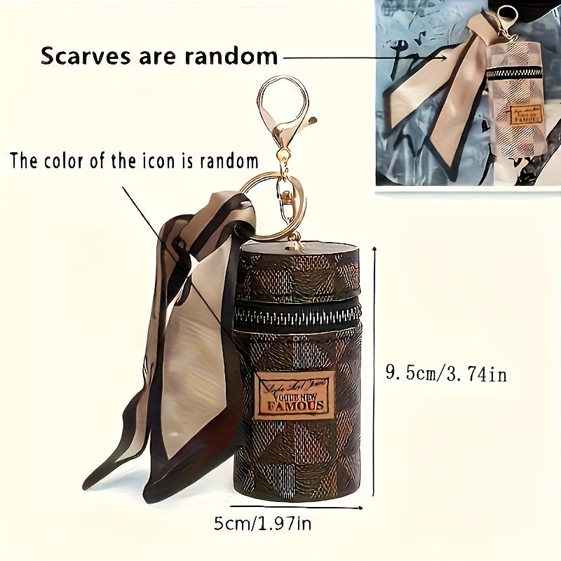 Three Colors Available - Round Coin and Lipstick Holder Wallet, Durable PU Material with Geometric Pattern Design, Black Zipper Closure, Golden Keychain Charm, Large Capacity Women's Travel Commute Mini Purse for Coins &amp; Cash