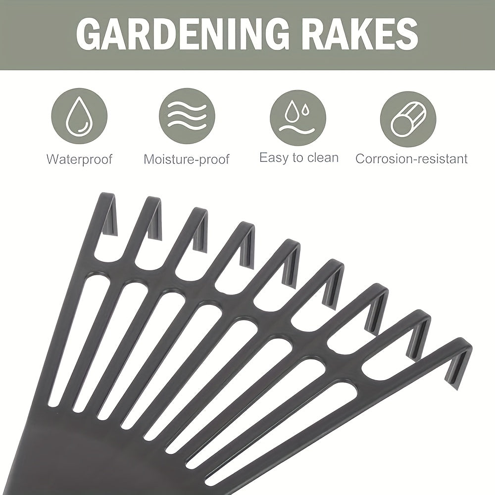 1pc Heavy-Duty Plastic Leaf Rake with 9 Teeth - All-in-One Garden for Fallen Leaves, Grass Clippings, Aged Care, Weeds - Durable Plastic Construction, Easy-Clean Design - Ideal for Home &amp; Commercial Use - Perfect Gift for Gar