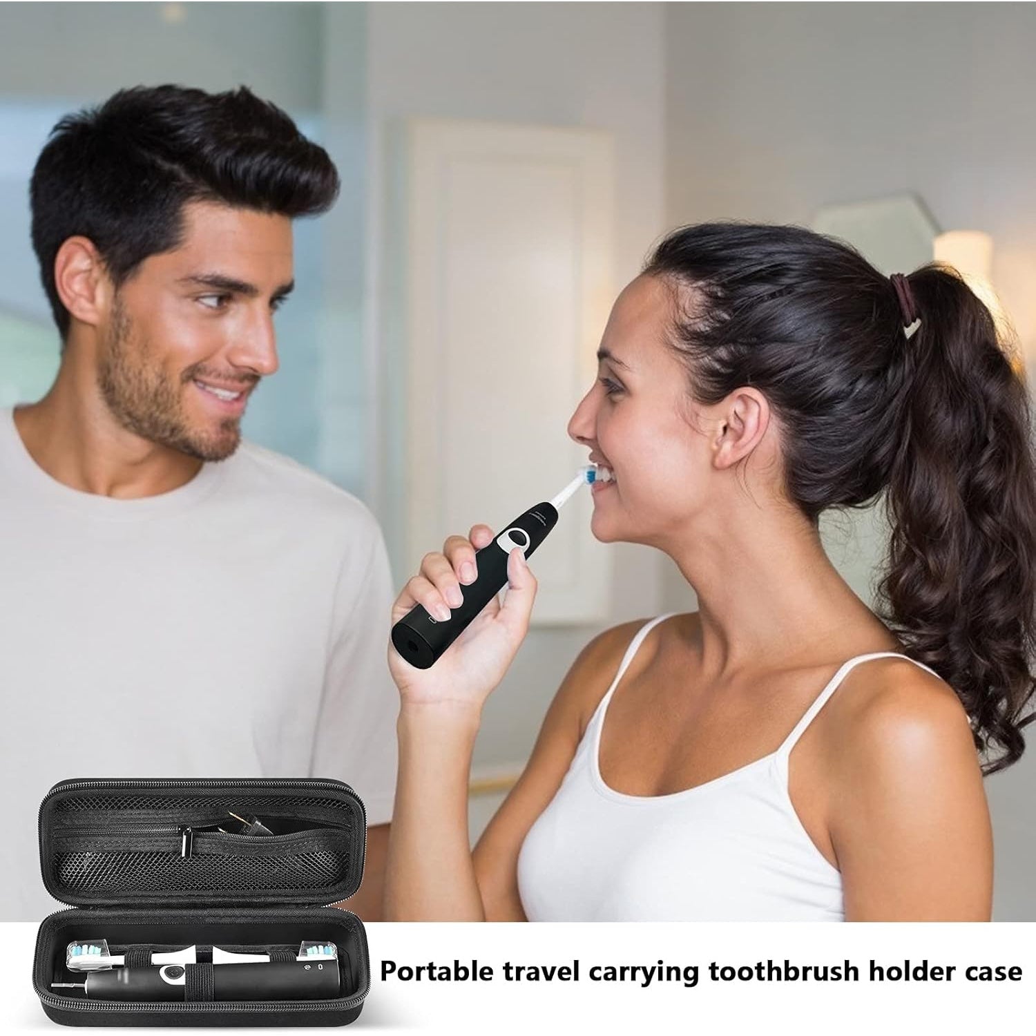 1 Portable Waterproof Shockproof Electric Toothbrush Case, Compatible with Pro 1000/2000/3000/3500/1500 and for Sonicare ProtectiveClean 4100/5100, Home &amp; Travel Use, Secure Zipper Closure, Odorless Travel Toothbrush Holder