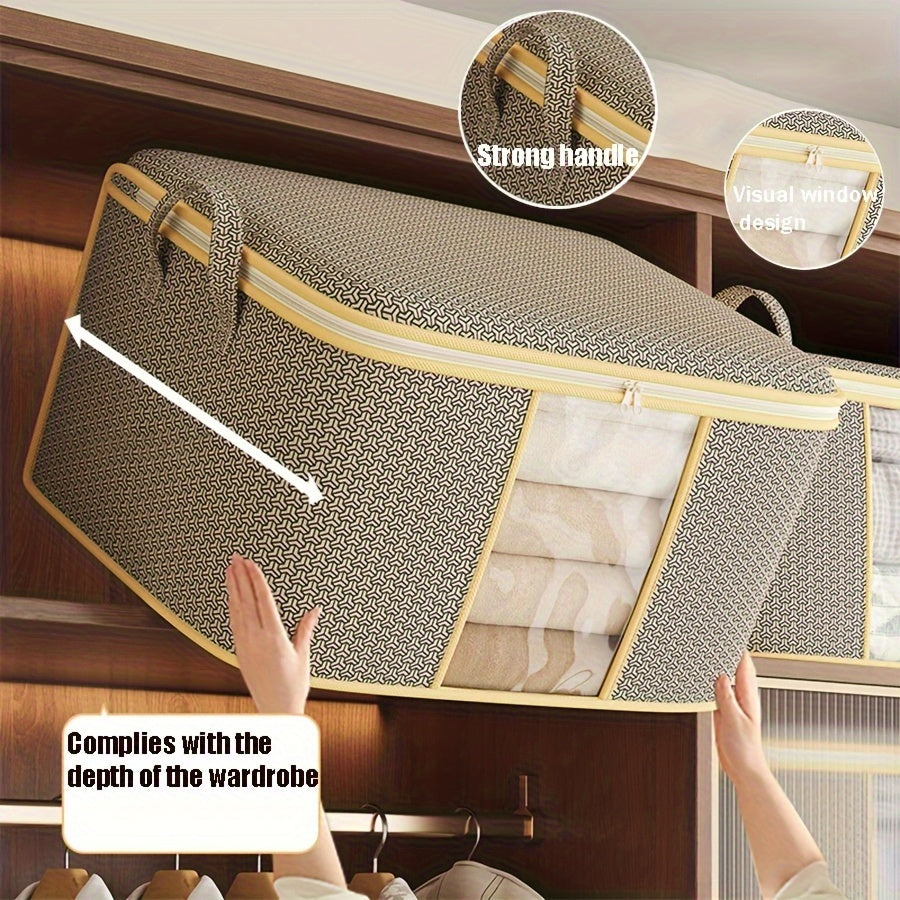 Lot de 3 grandes boîtes de rangement en tissu Oxford, fenêtre visible, fermeture éclair, anti-poussière, portable, idéal sous le lit pour vêtements et literie.