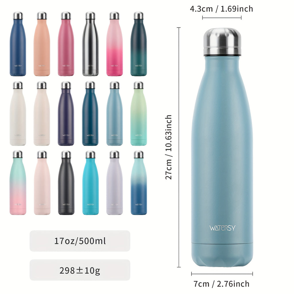 1pcs WATERSY Stainless Steel Water Bottle, 24 Hours Cold and 12 Hours Hot - Vacuum Sport Water Bottle - Perfect thermal flask, Insulated Bottles for Sports, Running, Cycling - 17oz/500ml