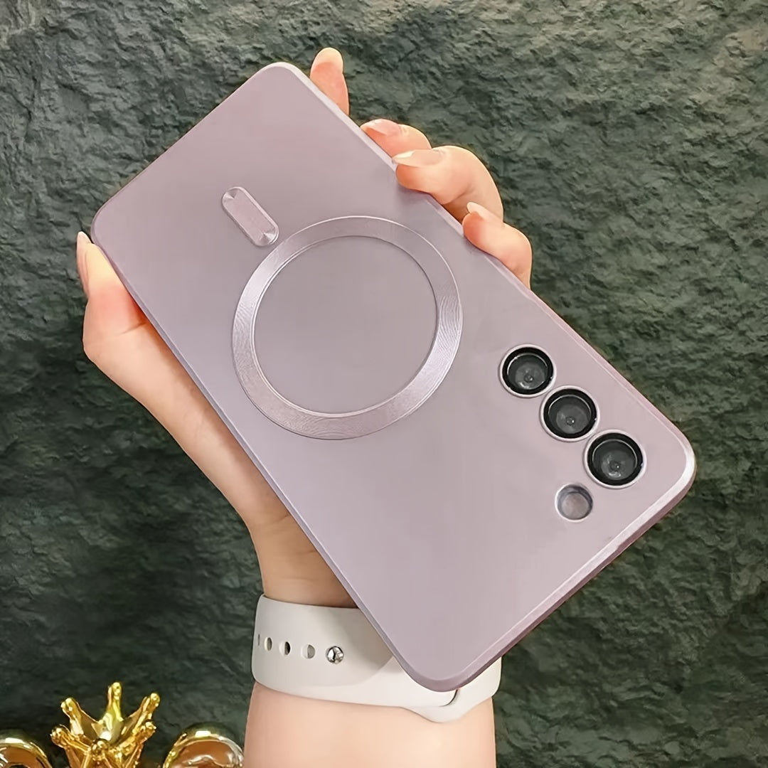 Coque transparente plaquée compatible charge magnétique sans fil, antichoc, pour Samsung Galaxy S20 à S23, offrant protection et style épuré.