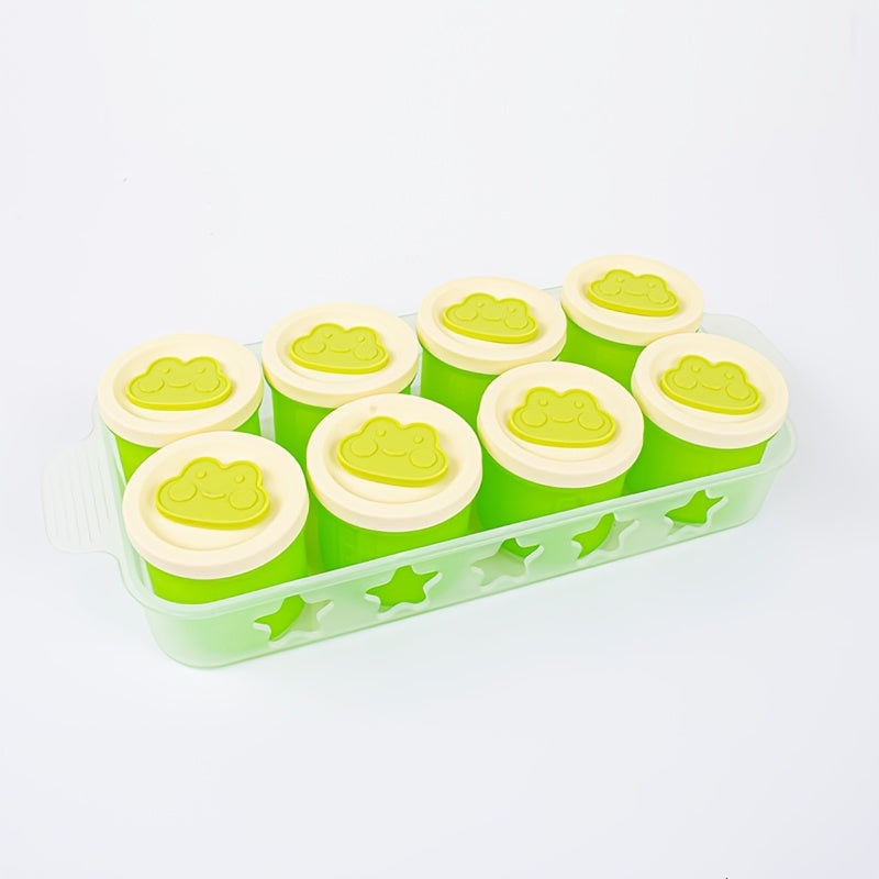 Frozen Food Storage Containers with Lids for Homemade Baby Purees, Vegetables &amp; Fruits, 8-Pack Mini Ice Tray Molds