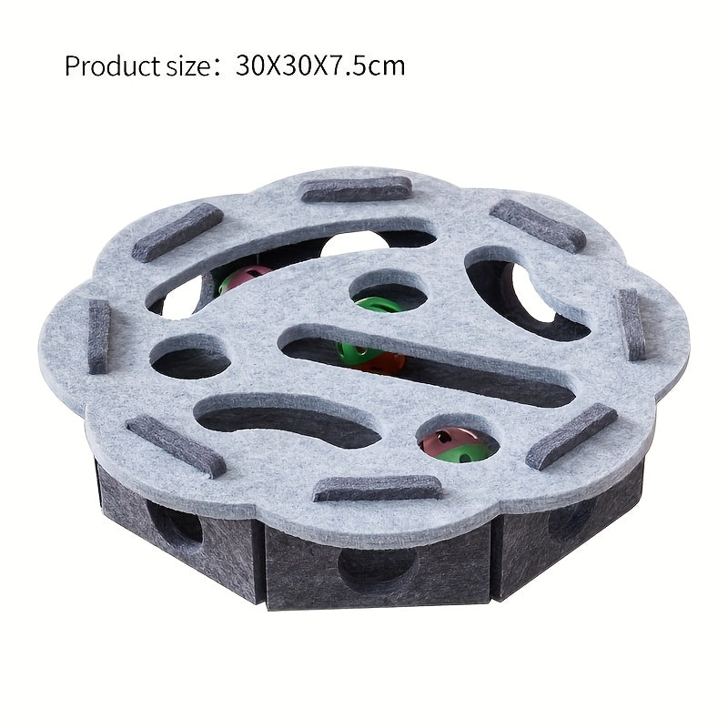 Boîte de jeu interactive pour chat, motif empreinte de patte. Puzzle durable pour stimuler mentalement et physiquement, avec 2 balles de couleurs aléatoires, sans batterie.