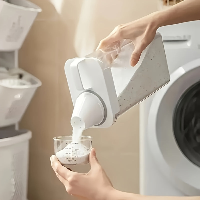 Large Capacity Laundry Detergent Dispenser with One-Touch Lever &amp; Spill-Proof Nozzle - Transparent Sealed Plastic Container, Hygienic Leakproof Lid