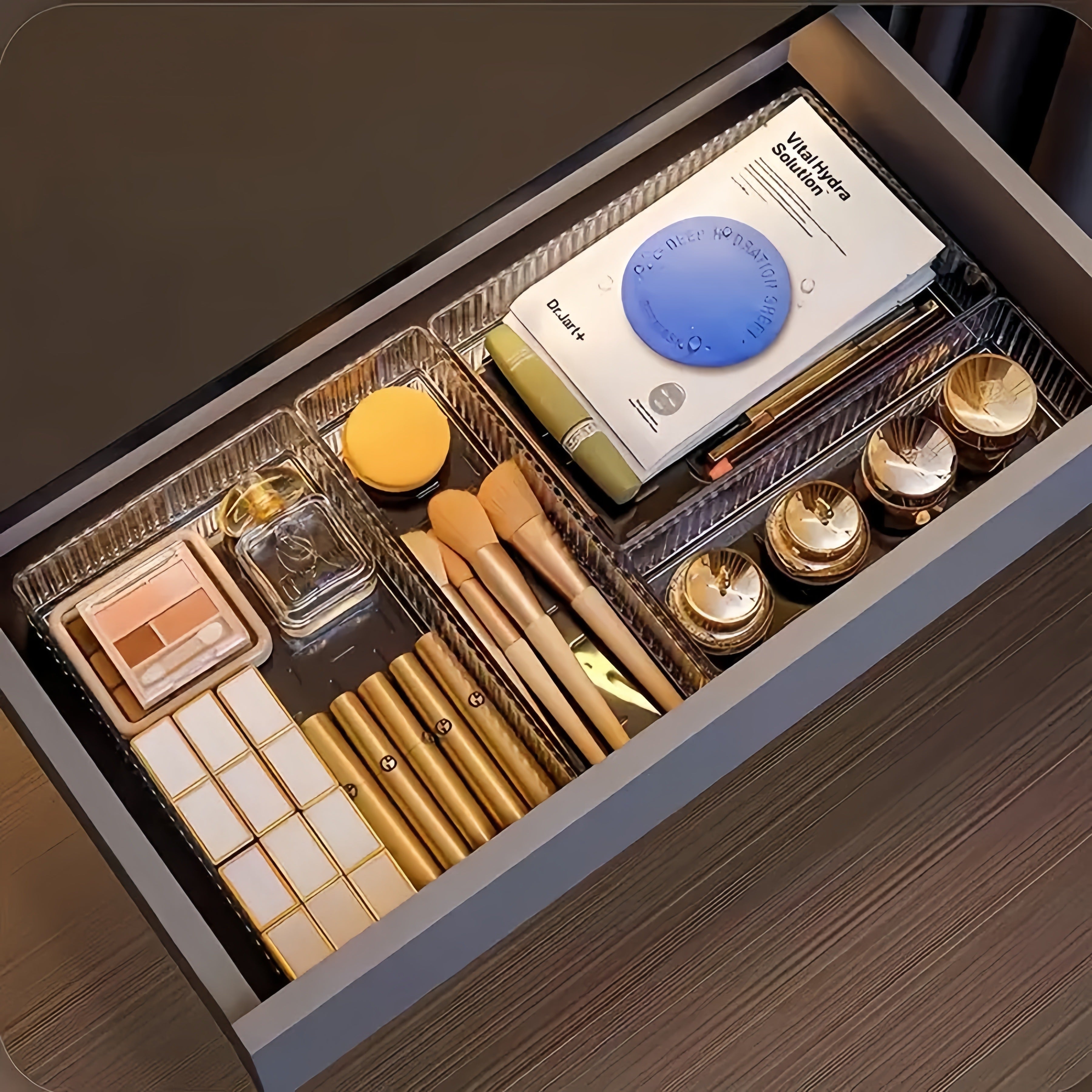 5-/6-/7-/10-/12pcs Transparent Striped Acrylic Desktop Box Drawer Organizer Set, Lipstick Cosmetic Storage Case for Various Scenarios and Home Organization, Desk &amp; Drawer Organizer for Home Storage, Desk Drawer, Desk Organiza