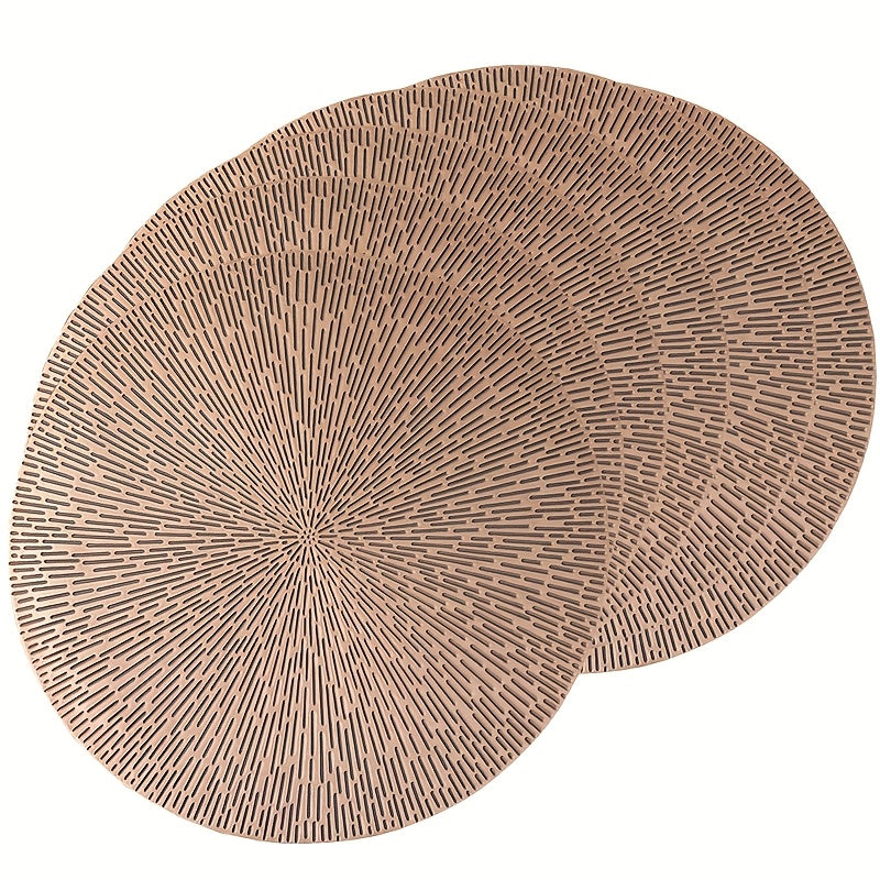 Lot 4/6 sets de sets de table ronds en vinyle, doré/argenté/rose, diamètre 38,1 cm, lavables et faciles à nettoyer, décoration table et fêtes.