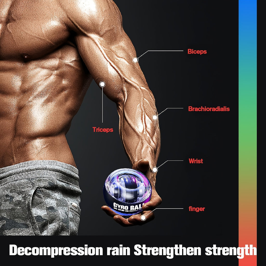Gyroball, entraîneur de force pour poignets, bras et doigts, portable et durable, idéal pour les exercices musculaires et de rééducation.