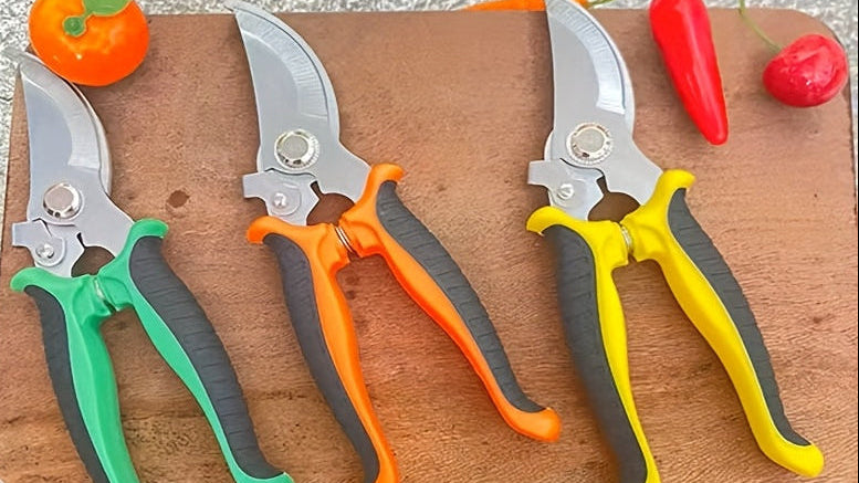 مقص الحديقة هذا مفيد جدًا! يتميز بمقبض أخضر وأسود مريح، وآلية زنبركية تُسهّل فتحه وإغلاقه.