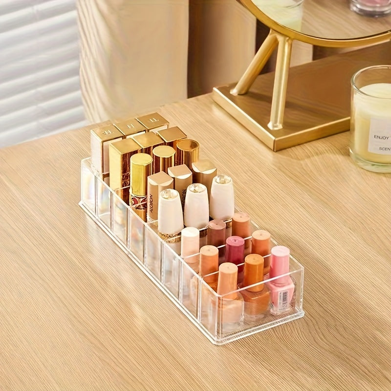 2-Pack Clear Plastic Cosmetic Organizer Tray, Multi-Functional Countertop Storage for Lipstick, Nail Polish, Eye Shadow - No Electricity Needed Display Case