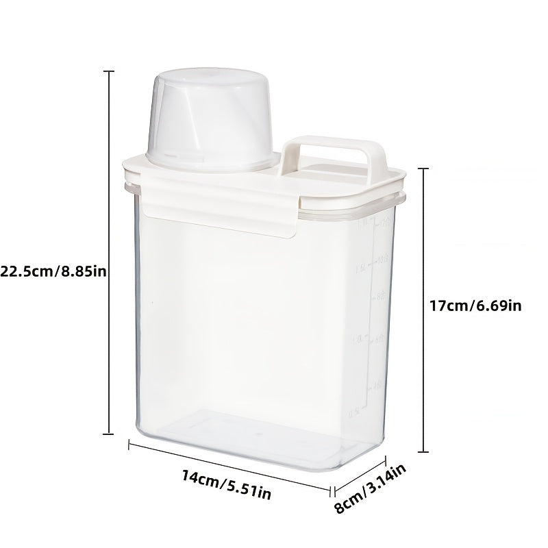 Large Capacity Laundry Detergent Dispenser with One-Touch Lever &amp; Spill-Proof Nozzle - Transparent Sealed Plastic Container, Hygienic Leakproof Lid