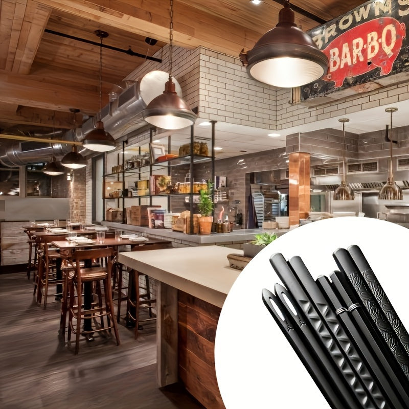 Lot de 5 paires de baguettes métalliques réutilisables, élégantes, idéales pour sushi et cuisine asiatique, cadeau parfait hommes et femmes.