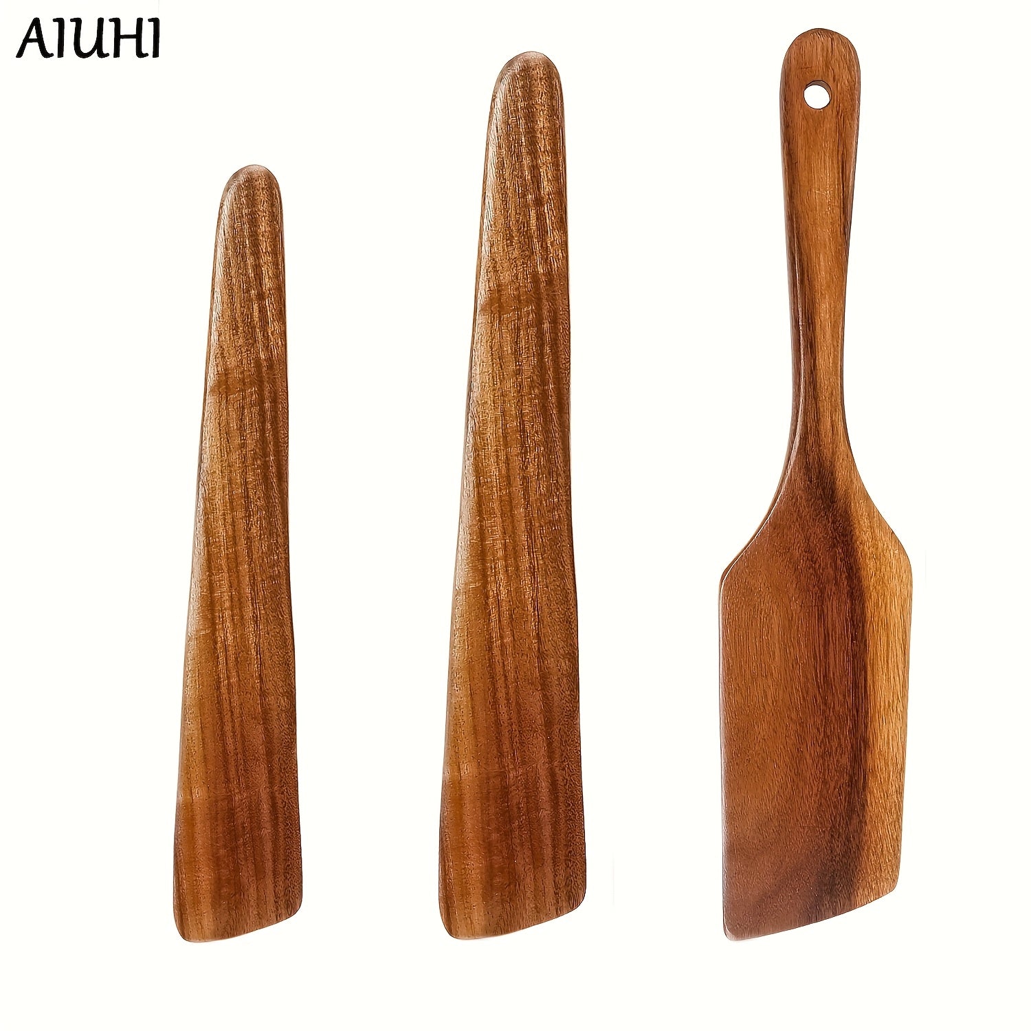AIUHI 3pcs/5pcs Wooden Kitchen Utensils Wooden Spoons, Kitchen Tool for Cooking and Serving Non-stick Kitchen Spoon