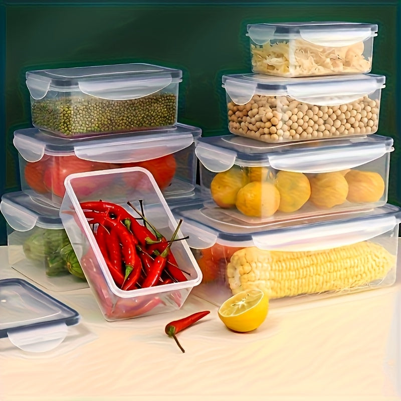 8pcs FOWA Transparent Food Storage Containers with Flip-Top Lids - Leakproof & Microwave/SFreezer Safe Plastic Jars, Airtight Multi-Size Pantry Organization for Dry Goods, Fruits, Vegetables, Pasta (Reusable) - Heavy-Duty PP