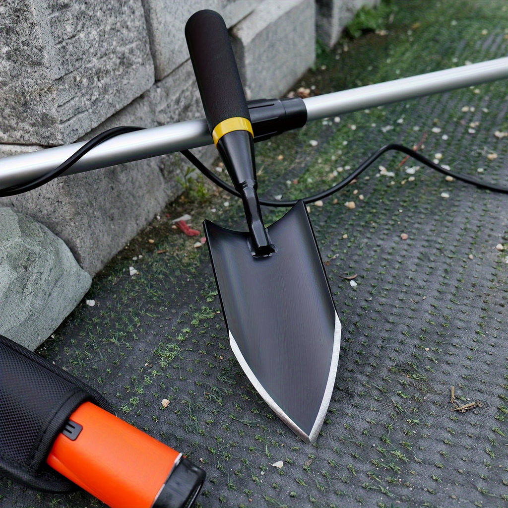 Pelle de jardin en acier carbone robuste Poignée ergonomique en caoutchouc, idéale pour planter, creuser et transplanter, outil durable pour jardinage et entretien des sols.