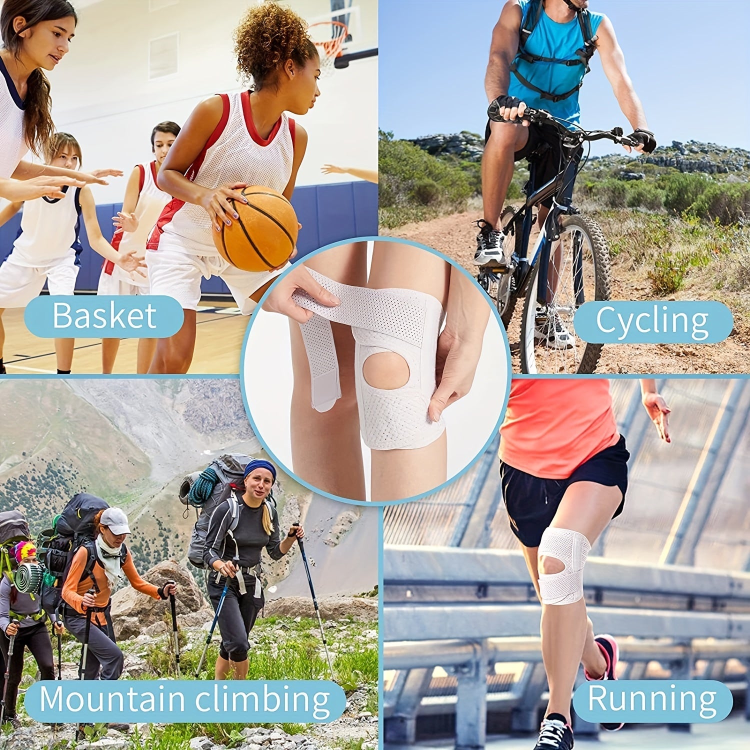 Adjustable Knee Support Compression Knee Patellar Support:Breathable Knee Brace with Straps Elastic Bandage