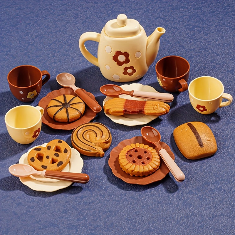 Service à thé de luxe pour ados, incluant théière, biscuits et aliments réalistes, cadeau idéal pour garçons et filles.