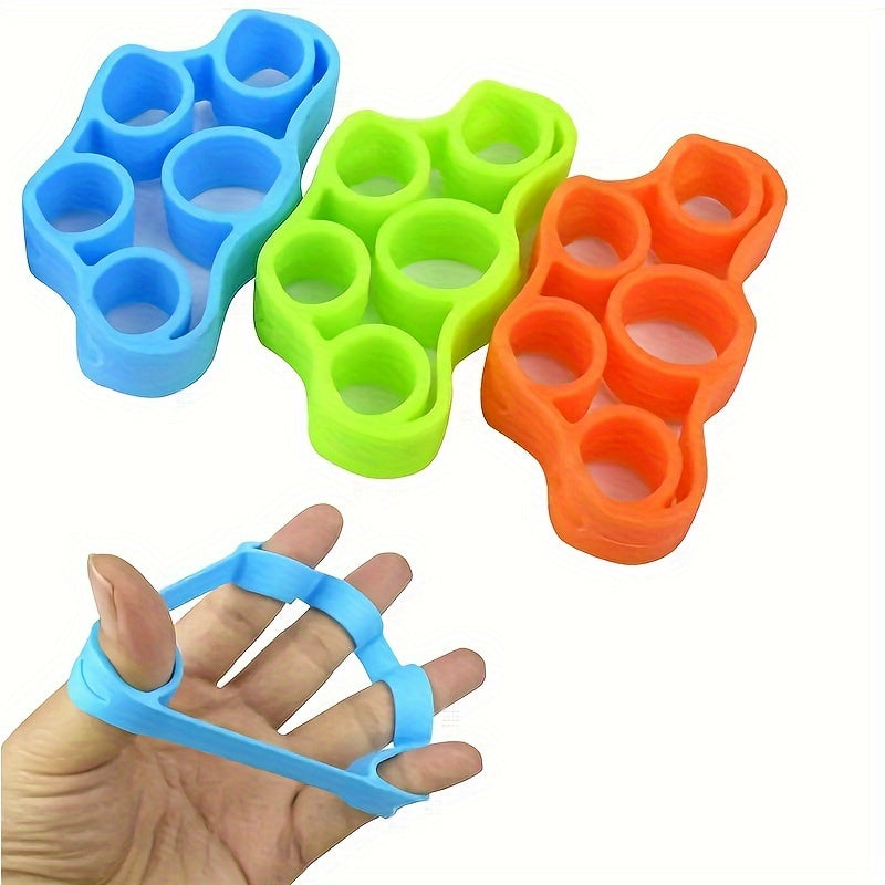 Trois amplificateurs de grip en silicone pour exercices doigts et poignets, entraînement de dextérité et renforcement portable des mains et doigts.