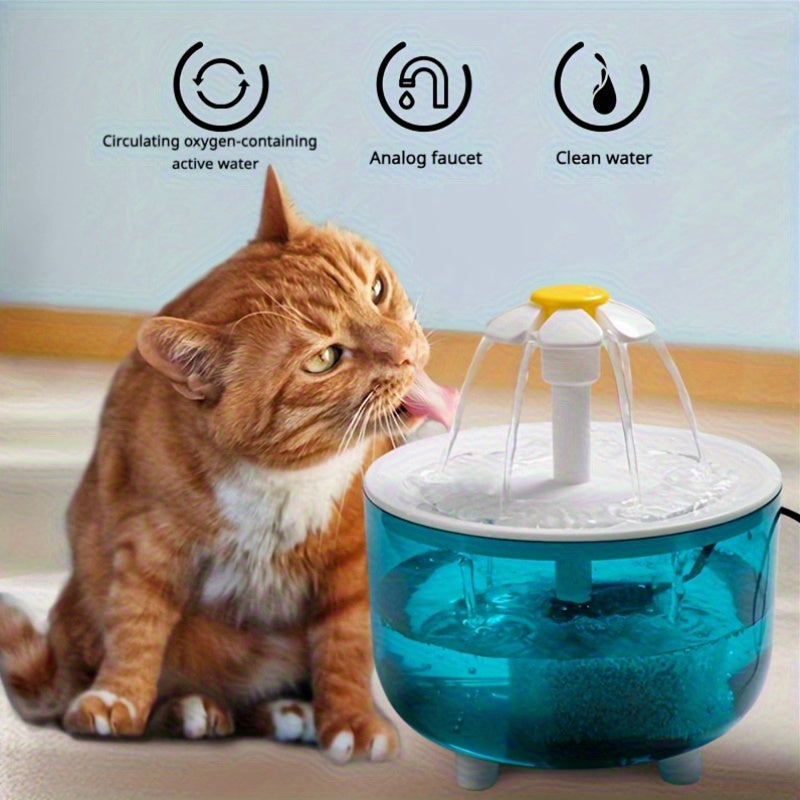 Distributeur d'eau pour animaux en forme de fleur. Fontaine automatique pour chats et chiens, design floral, grande capacité, idéale pour l'hydratation continue.