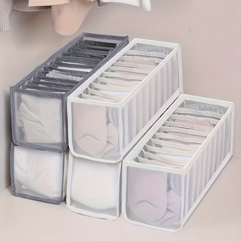 11 Grid Sock Underwear Storage Box: Transparent Mesh Closet Organizer for Household Underwear, Socks, Scarves, Ties - PVC Material
