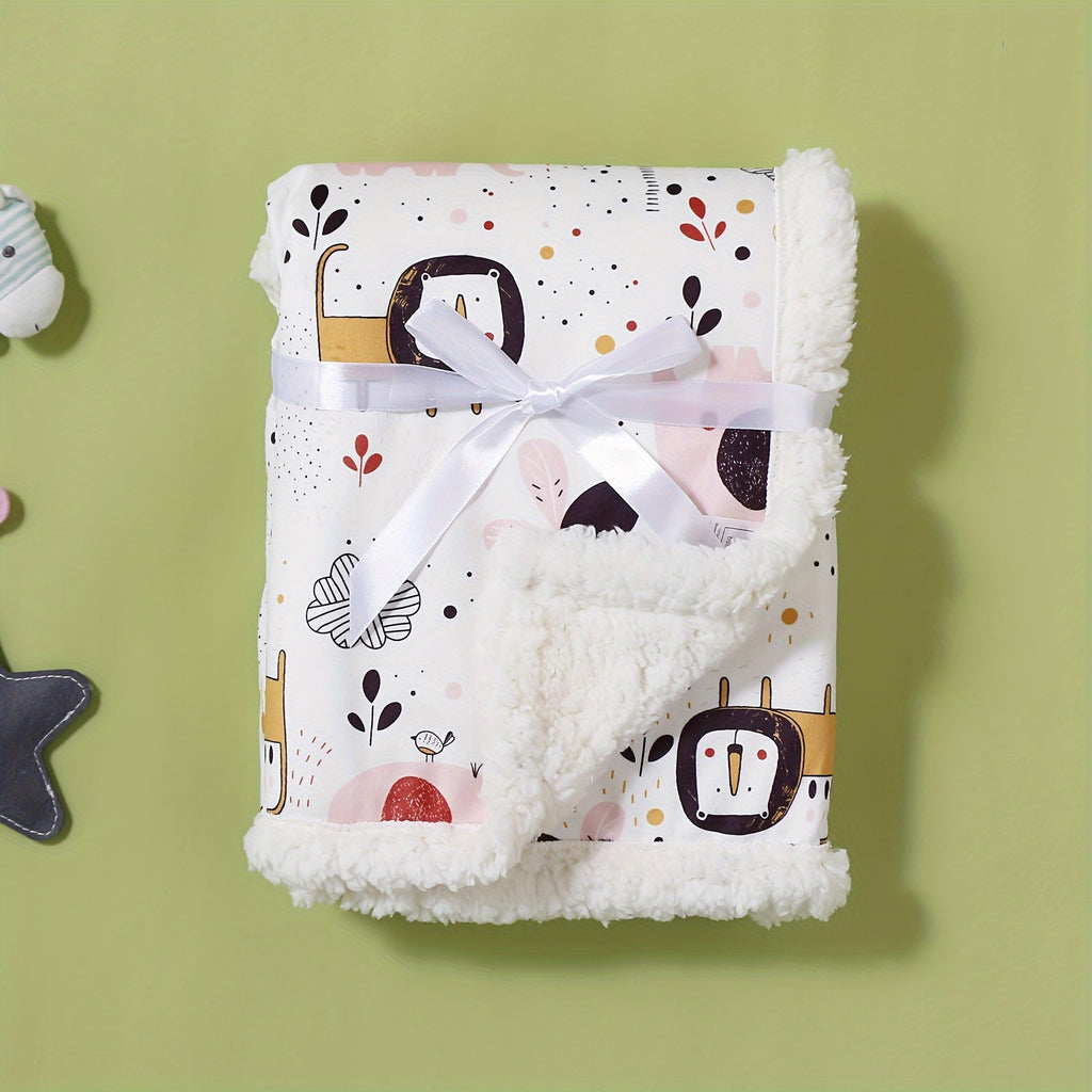 Couverture double épaisseur ultra-douce pour enfants, motifs animaux, confortable, lavable en machine, idéale automne-hiver, disponible en plusieurs couleurs.