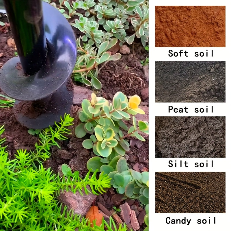 Heavy-Duty Spiral Drill Bit for Gardening &amp; Lawn Care - 3/8" Hex Shank, Sharp Blades, Ergonomic Handle, Multi-Size (3/4" to 2" Heads) for Digging, Sod, Weeding, Weed Removal, Garden Tool, Robust Construction, Durable Construc