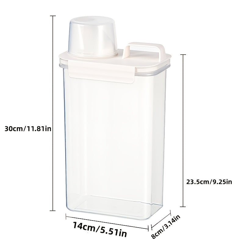 Large Capacity Laundry Detergent Dispenser with One-Touch Lever &amp; Spill-Proof Nozzle - Transparent Sealed Plastic Container, Hygienic Leakproof Lid