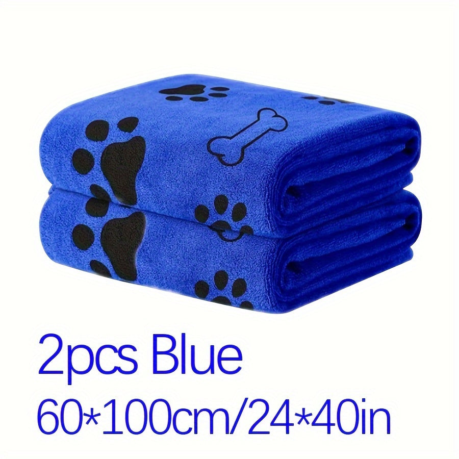 Lot 2 serviettes en microfibre pour chiens, séchage rapide, absorbantes et douces, idéales pour bain et toilettage.