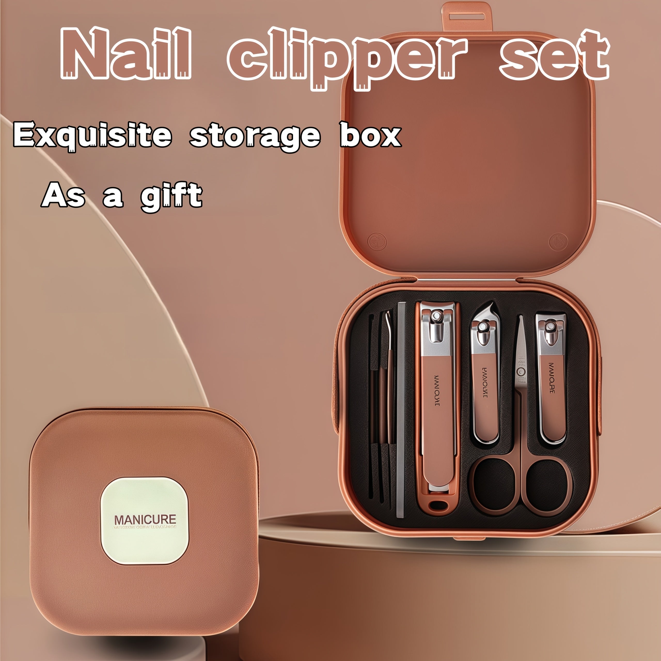 Set de 8 coupe-ongles en acier inoxydable avec boîte de rangement, étanche et portable, parfait pour soins personnels et voyage.