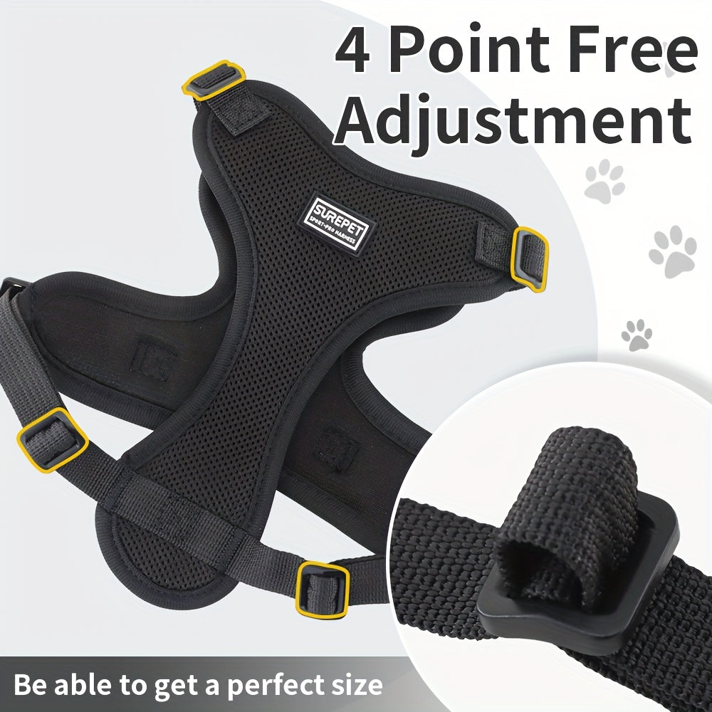 Harnais et laisse pour chat, gilet ajustable antifuîte, doux et respirant, bandes réfléchissantes, contrôle facile pour promenades sécurisées.