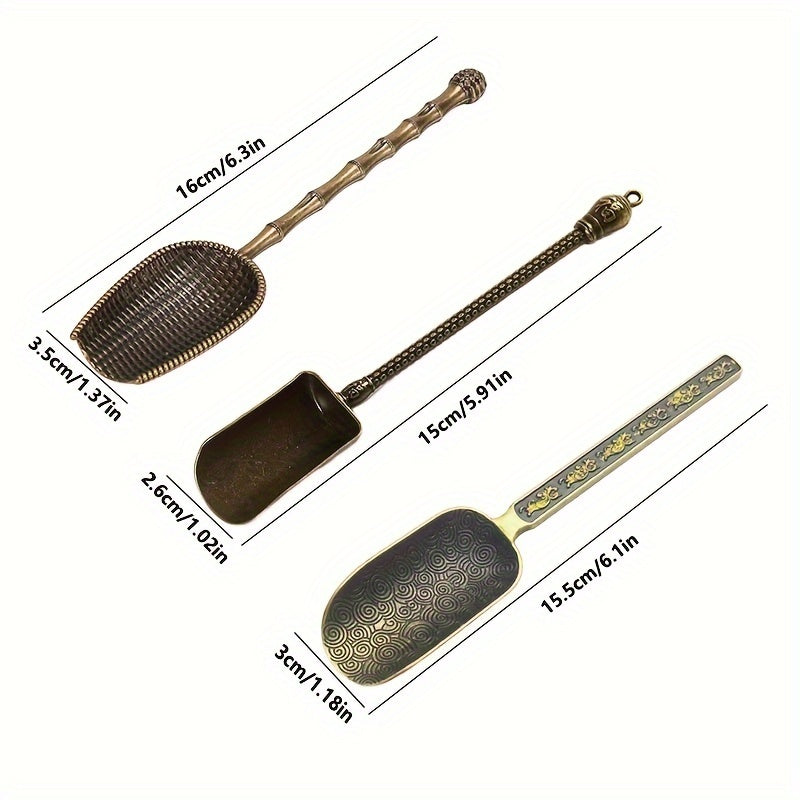 Lot de 2 ou 3 cuillères à thé vintage en métal, décor rétro, idéal Noël et fêtes, sans électricité ni plumes.