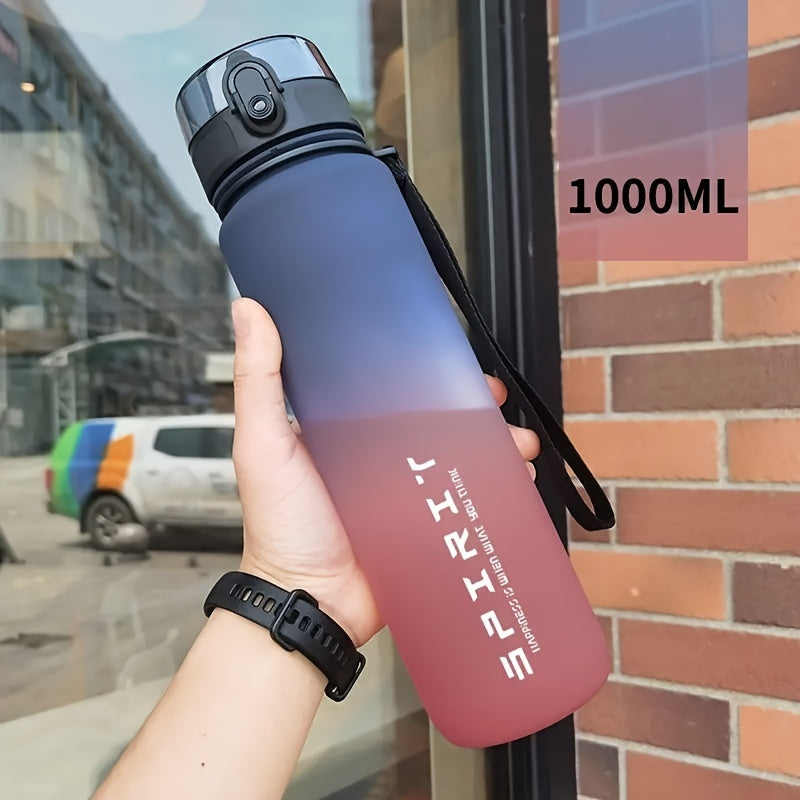 1pc 21.98oz/33.81oz Portable Sports Fitness Travel Water Bottle, Gradient Plastic Drinking Bottle For Men &amp; Women