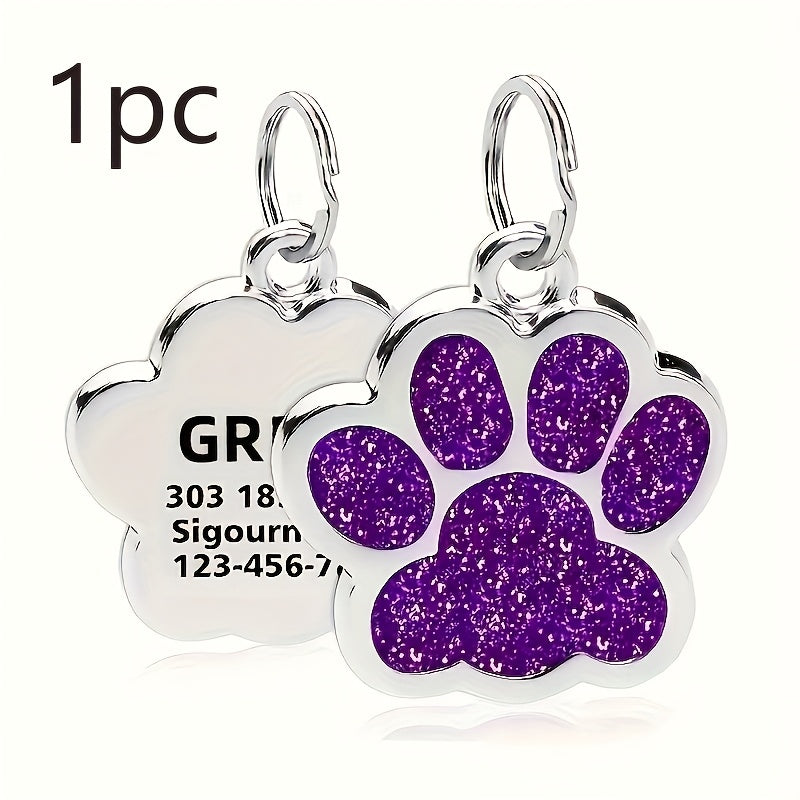 1pc Custom Dog Tag, Personalized Pet ID Plate with Laser Engraving - Durable and Fade-Resistant Cat Paw Tag for Dogs