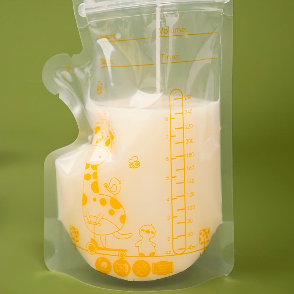 Lot de 30 sachets de lait maternel 8 oz, sans BPA, étanches, autoportants, congélation sûre, avec graduations et étiquette à écrire.