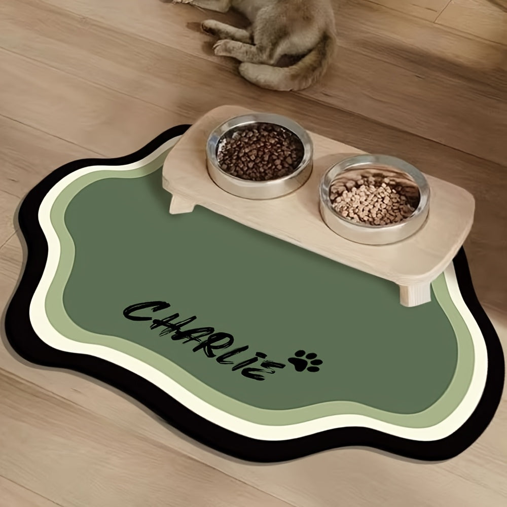 Tapis de repas personnalisé pour animaux, absorbant, antidérapant, séchage rapide, style nordique, caoutchouc durable, idéal intérieur pour chats et chiens.