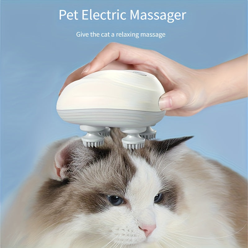 1 Handheld Pet Massager, Suitable for Dogs and Cats - Electric Cat & Dog Scratcher Tool with USB Charging Headrest/Back Itch Reliever to Soothe Tension in Muscles, Compact Massager, Lightweight Gadget, Durable Plastic, Sturdy