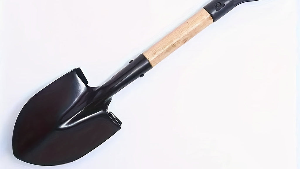 Pelle de jardin compacte, construction métallique robuste, idéale pour jardinage domestique et petits travaux de creusement, usage manuel sans électricité.