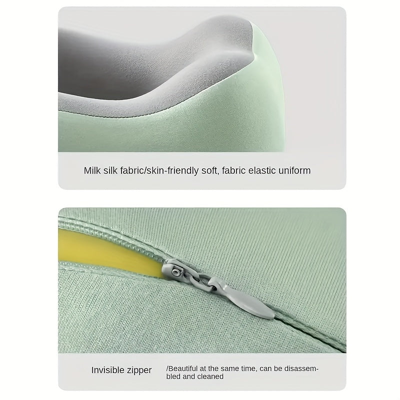 Coussin de voyage en U, soutien moyen-ferme, housse polyester lavable, idéal pour siestes au bureau ou en déplacement.