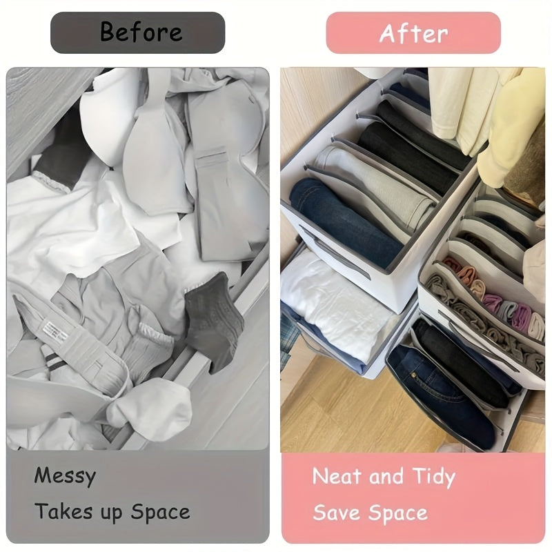 1/3pcs Foldable Drawer Storage Basket, Non-Woven Fabric, Pants Underwear Socks Bra Organizer Storage Box, Father'S Day Gift, Drawer Organizer | Multifunctional | Lightweight, Nylon Drawer Storage Bag with Handle, Divided Clot